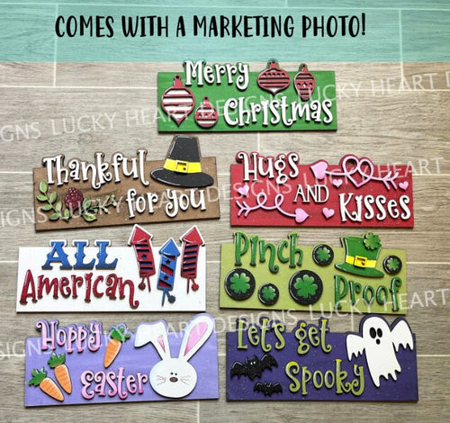 Add On Holiday Bundle for the Interchangeable Banner File SVG, LuckyHeartDesignsCo